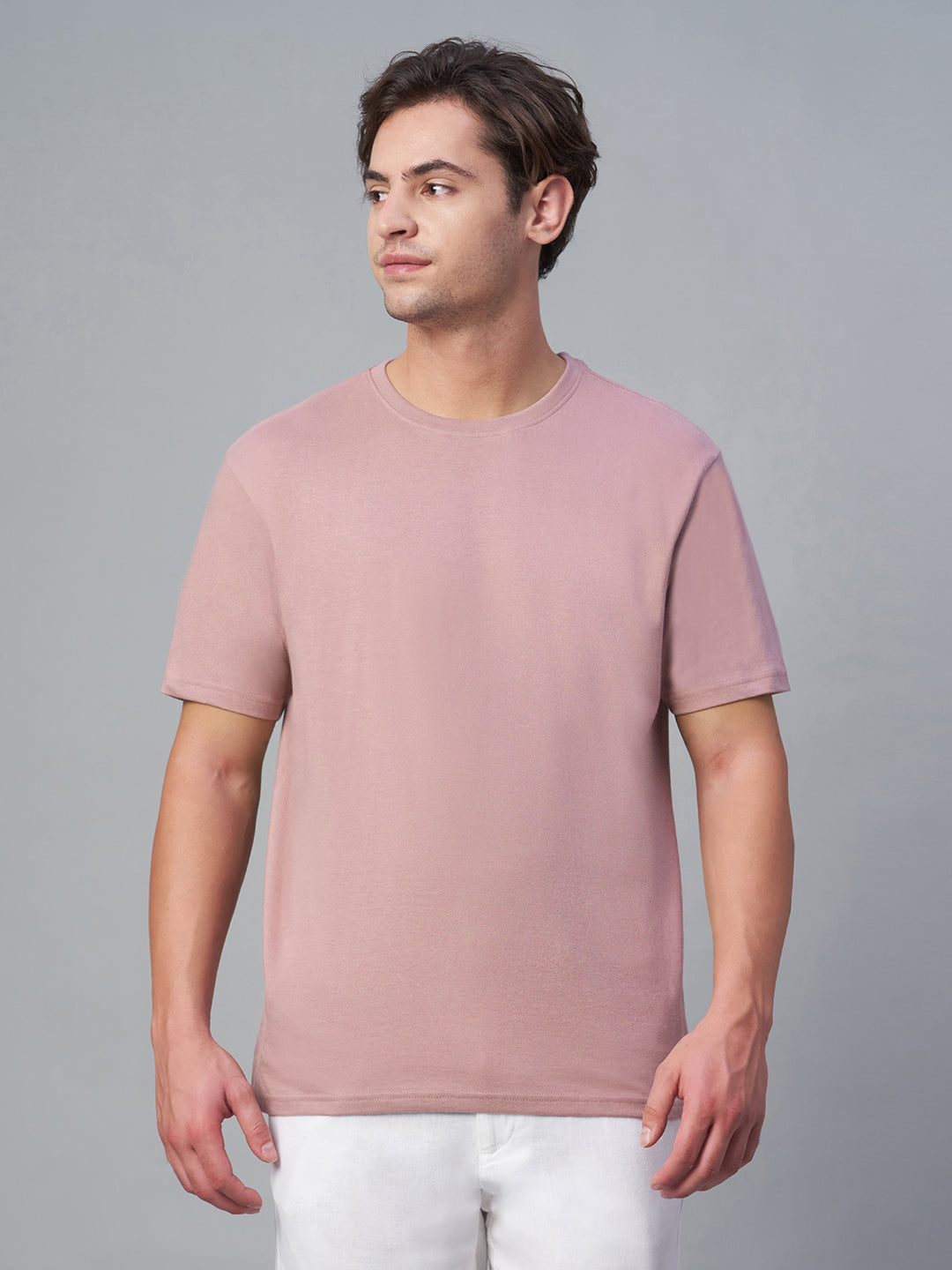 Men's Pink 100% Cotton Regular Fit Tshirt