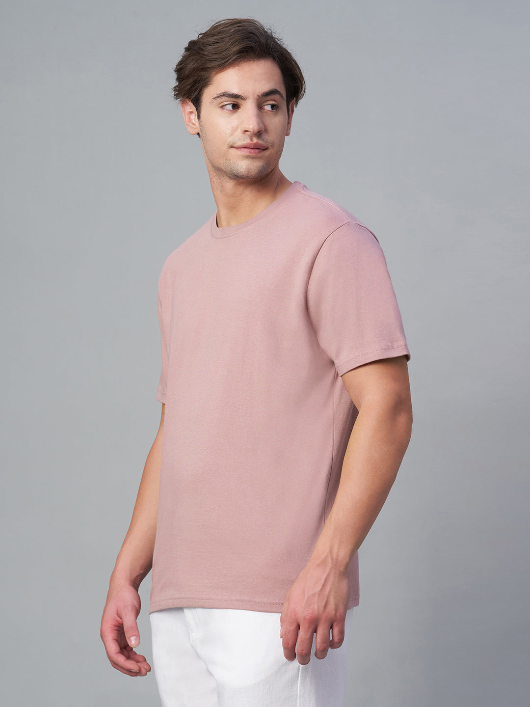 Men's Pink 100% Cotton Regular Fit Tshirt