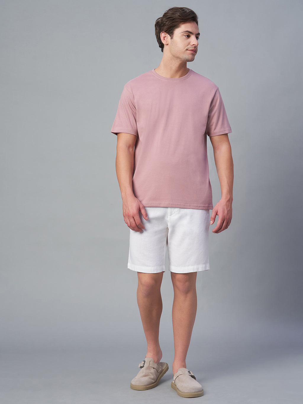 Men's Pink 100% Cotton Regular Fit Tshirt