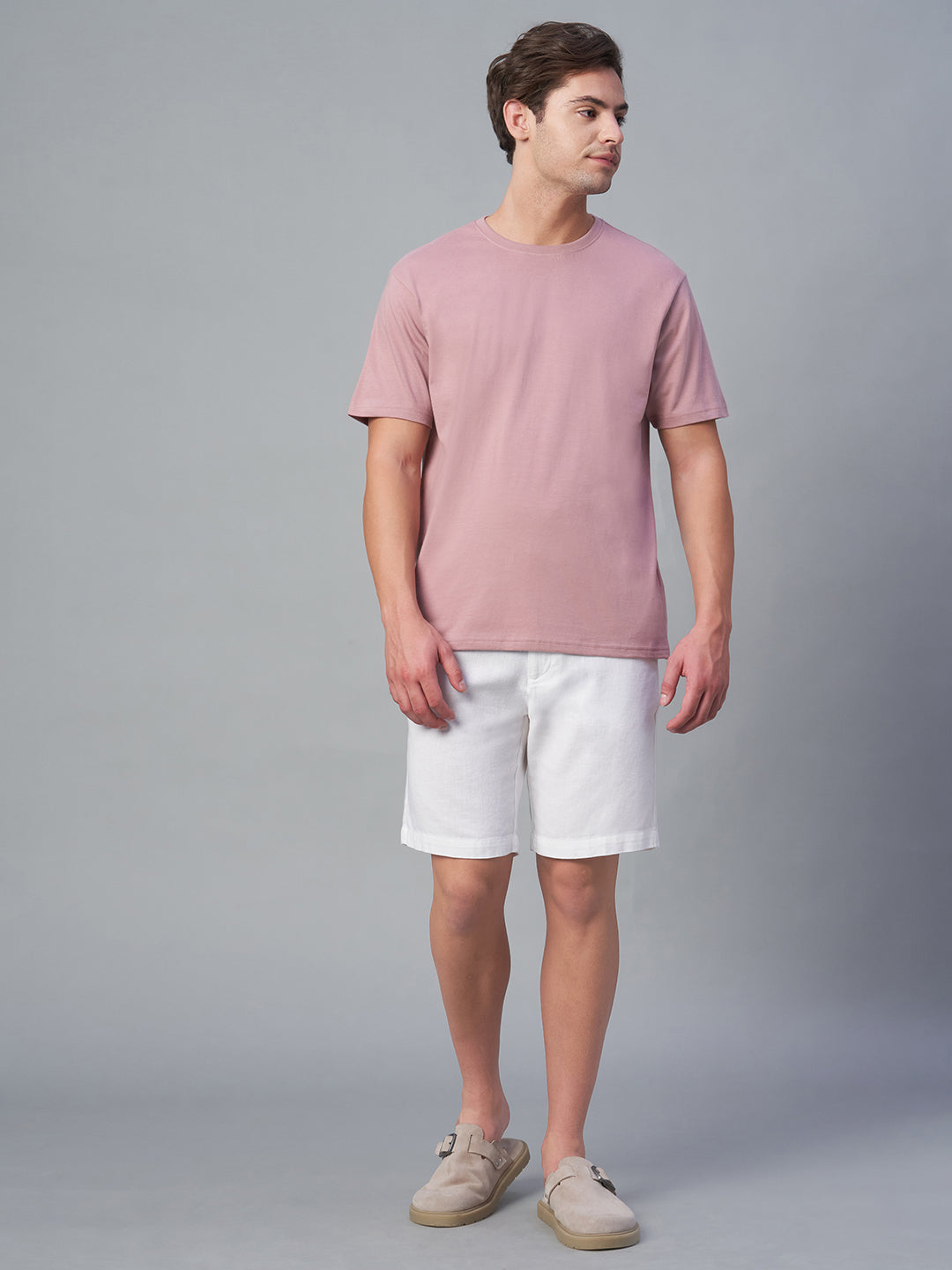 Men's Pink 100% Cotton Regular Fit Tshirt