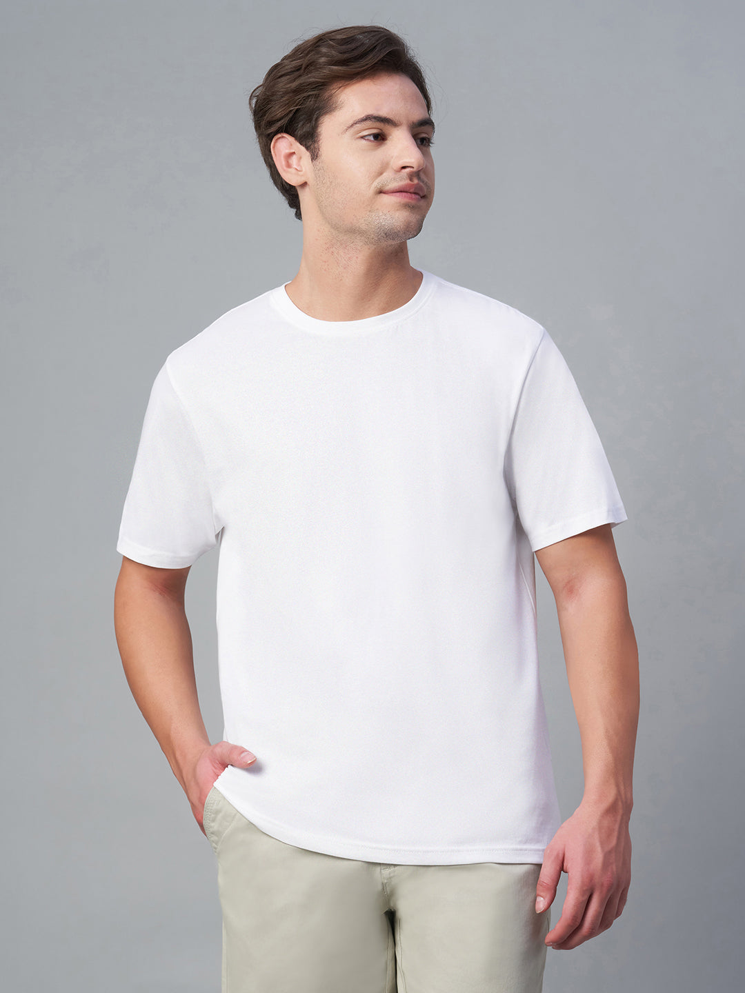 Men's White 100% Cotton Regular Fit Tshirt