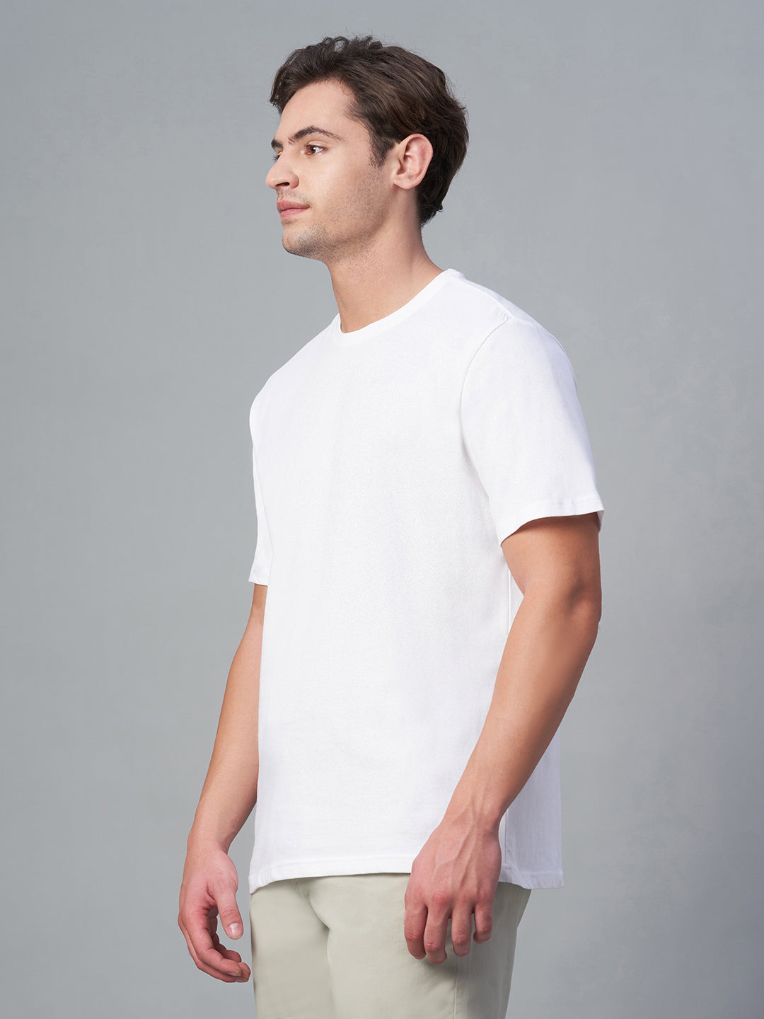 Men's White 100% Cotton Regular Fit Tshirt