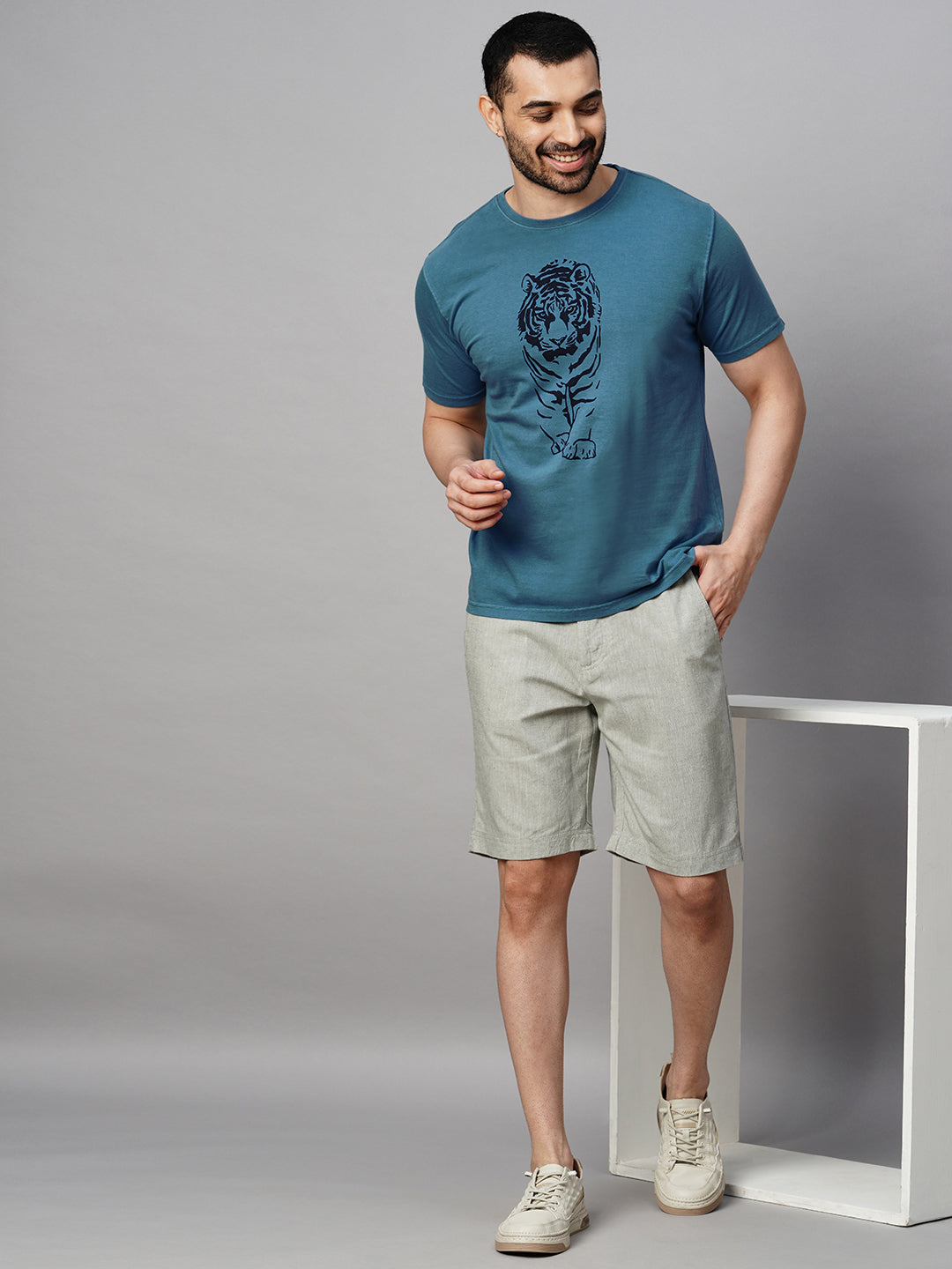 Men's Cotton Blue Regular Fit Tshirt