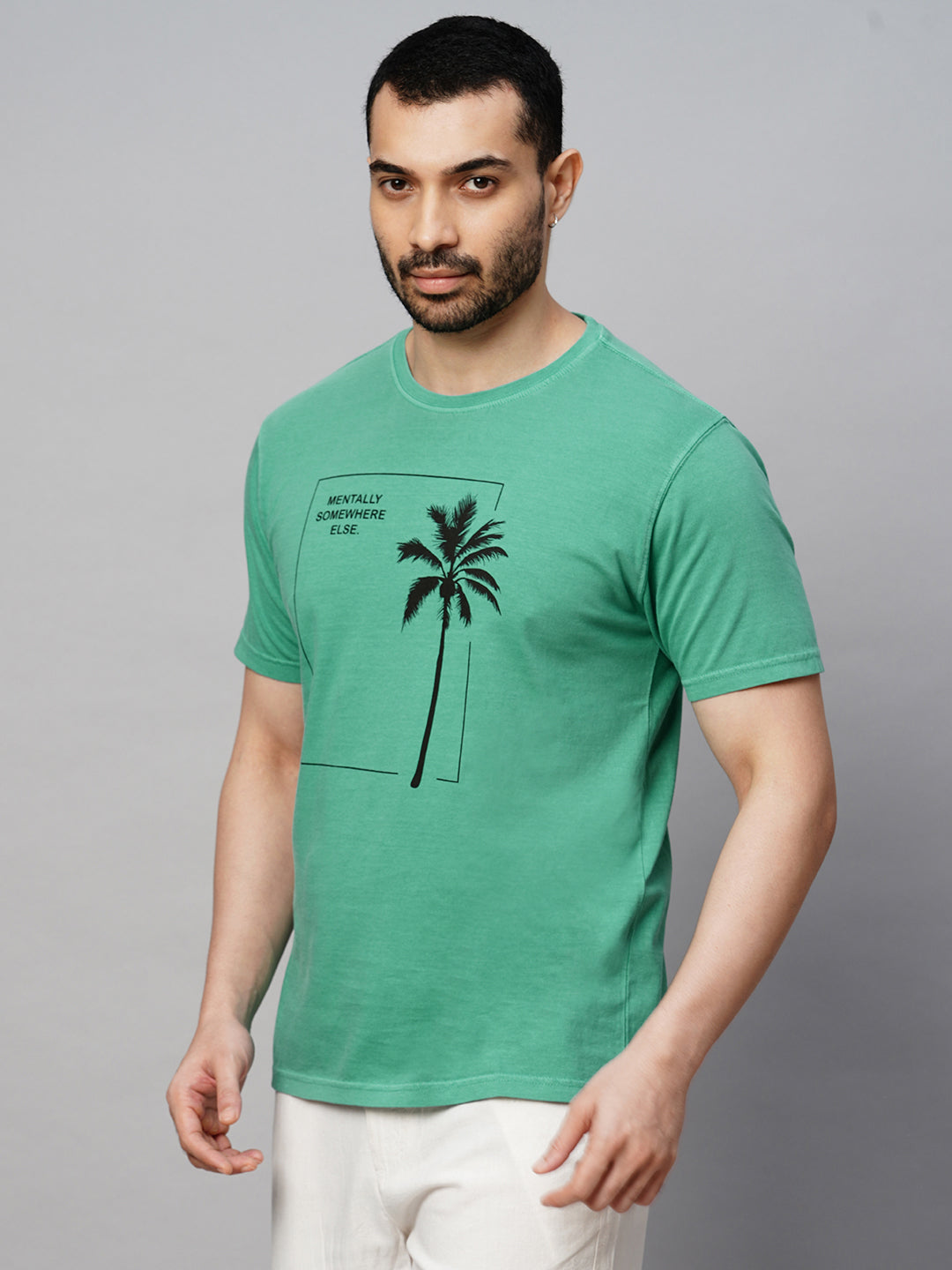 Men's Cotton Green Regular Fit Tshirt
