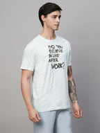 Men's Blue Cotton Regular Fit Tshirt