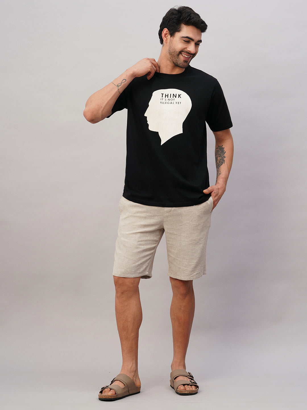 Men's Black Cotton Regular Fit Tshirt