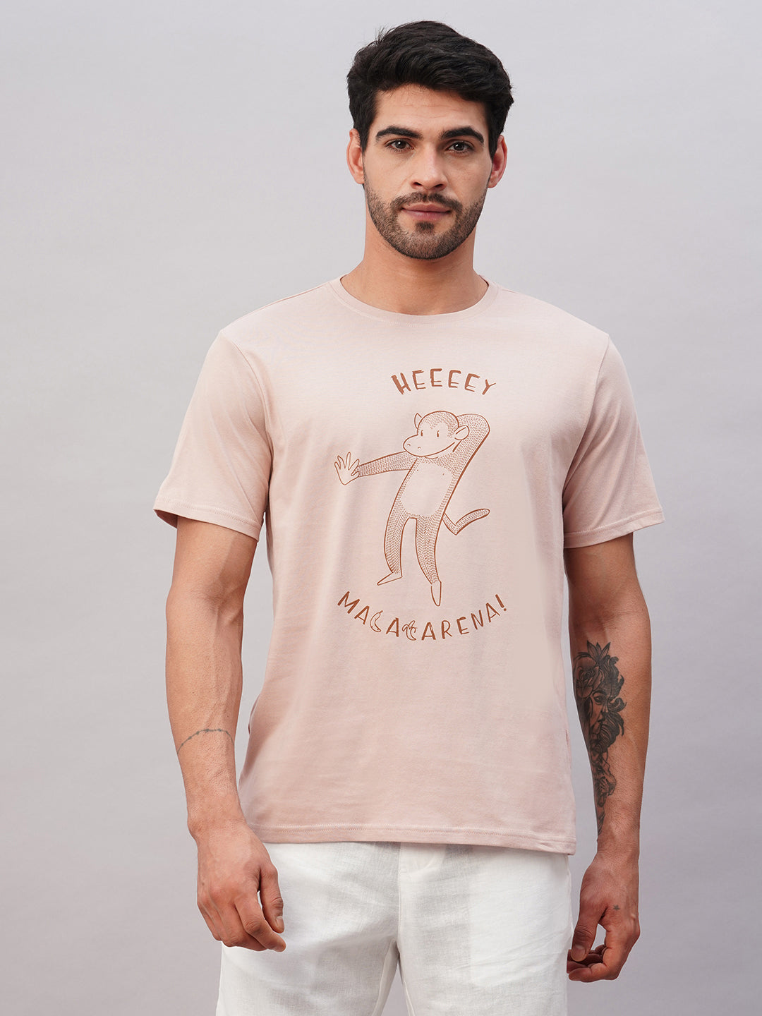 Men's Pink Cotton Regular Fit Tshirt