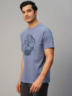 Men's Blue Cotton Regular Fit Tshirt
