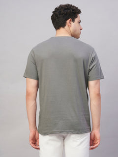 Men's Grey 100% Cotton Regular Fit Tshirt
