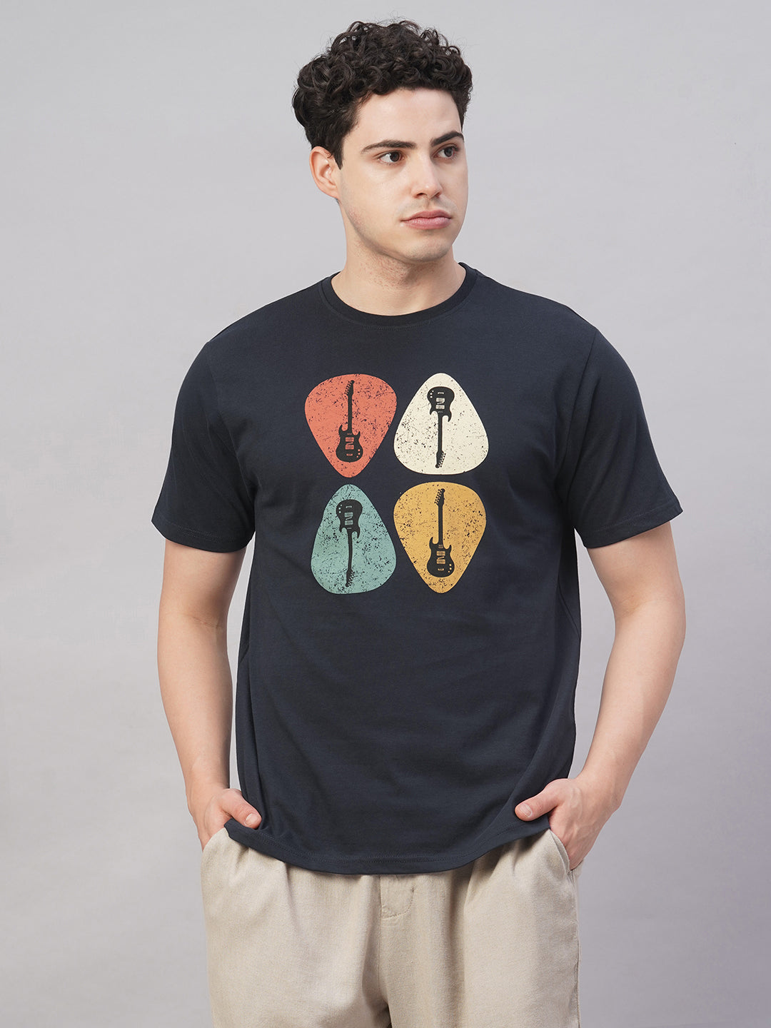 Men's Navy 100% Cotton Regular Fit Tshirt