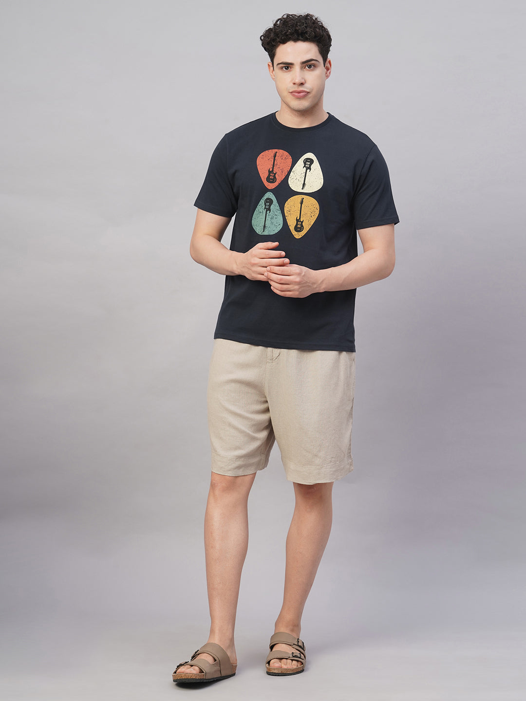 Men's Navy 100% Cotton Regular Fit Tshirt