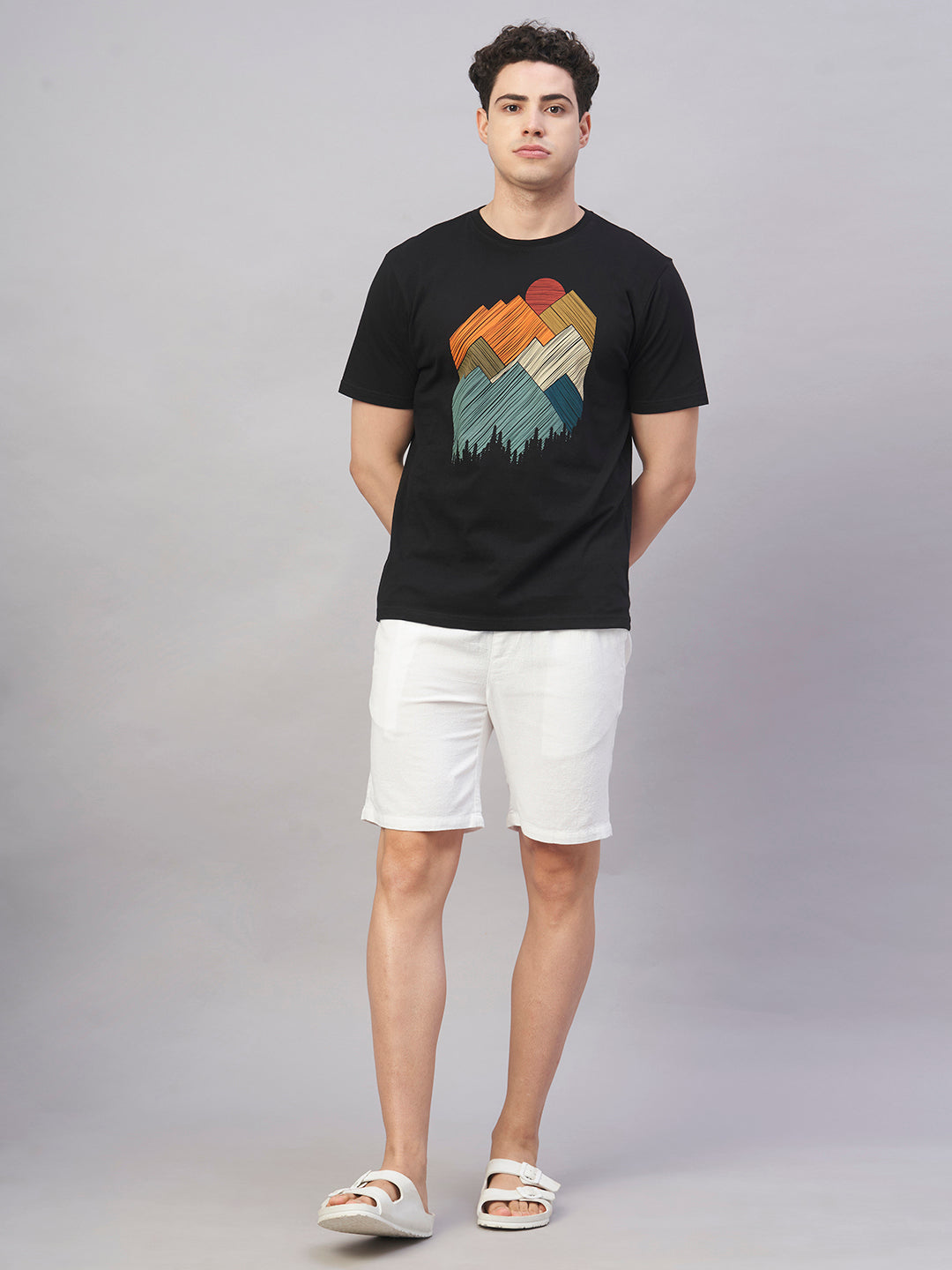 Men's Black 100% Cotton Regular Fit Tshirt