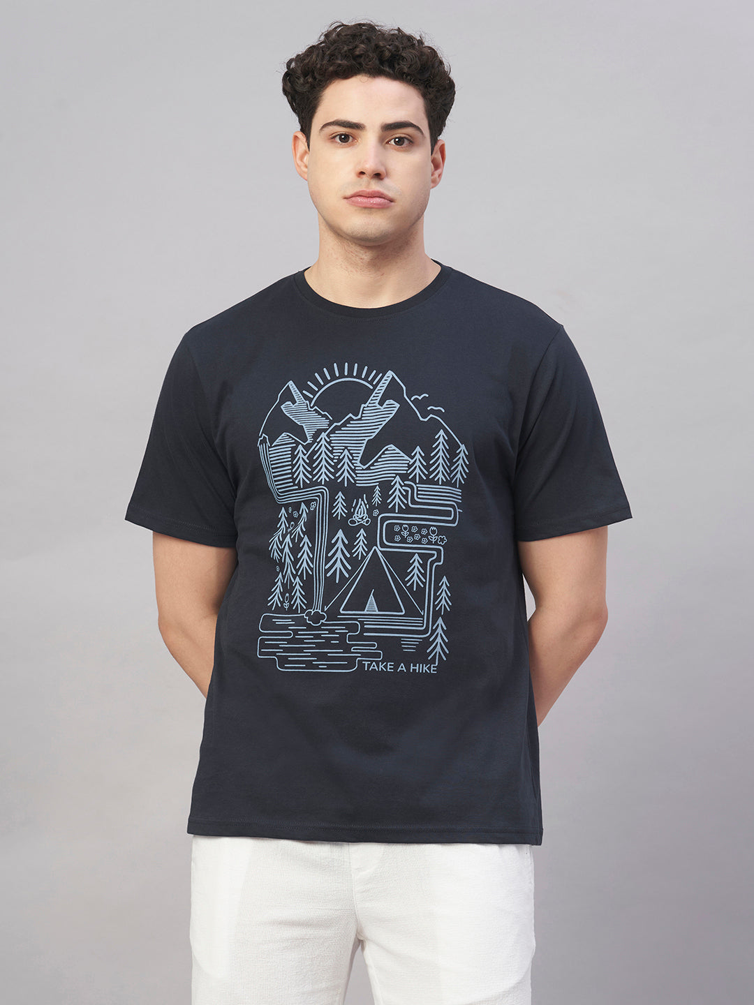 Men's Navy 100% Cotton Regular Fit Tshirt