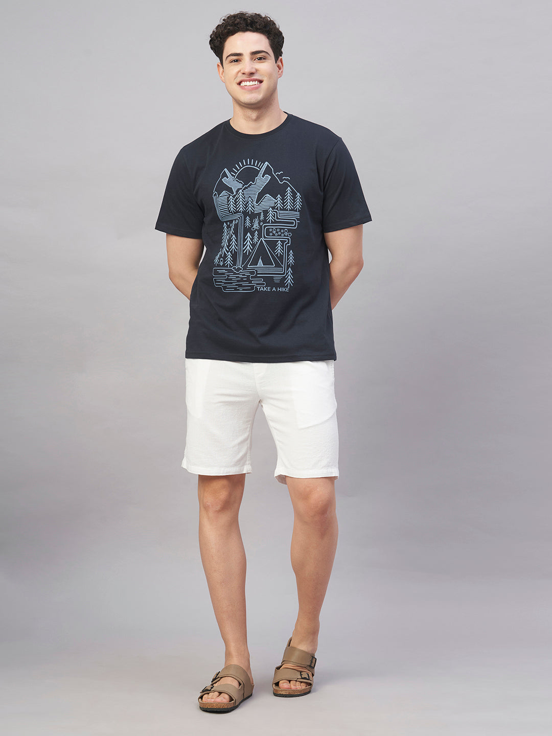 Men's Navy 100% Cotton Regular Fit Tshirt