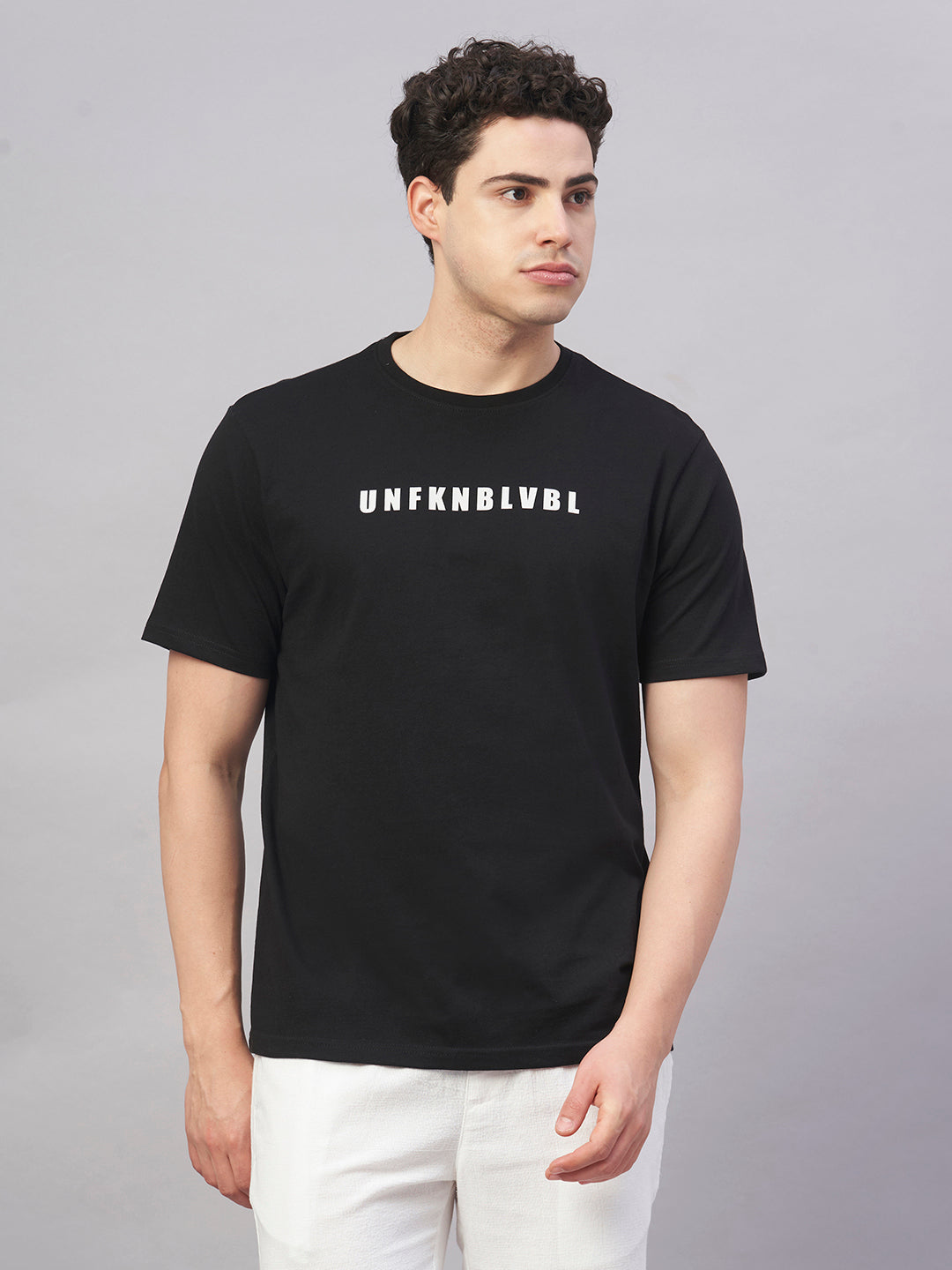 Men's Black 100% Cotton Regular Fit Tshirt