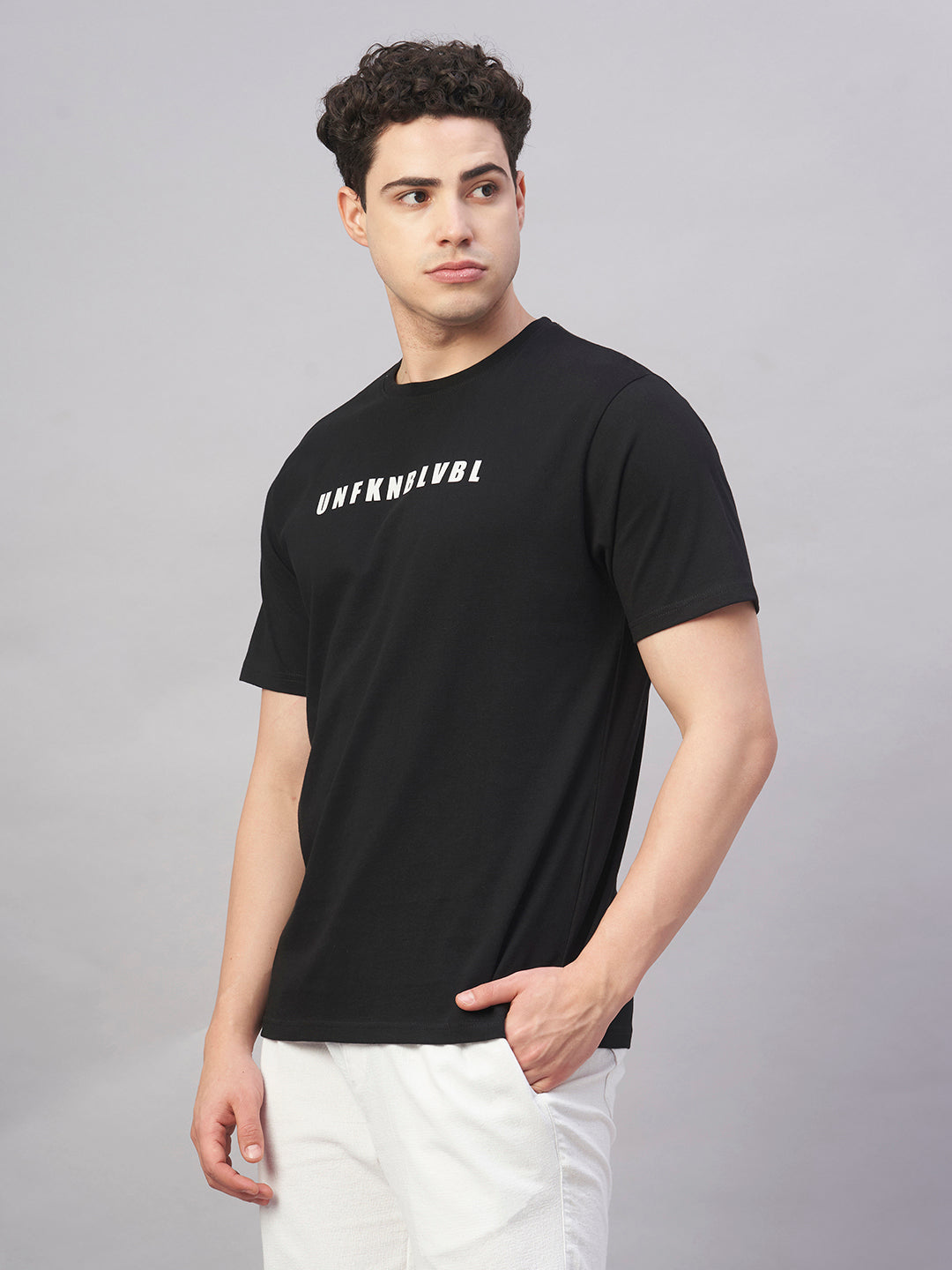 Men's Black 100% Cotton Regular Fit Tshirt