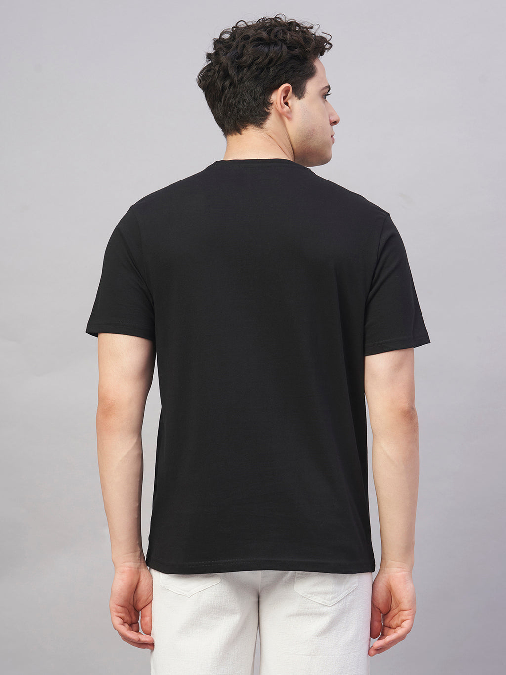 Men's Black 100% Cotton Regular Fit Tshirt
