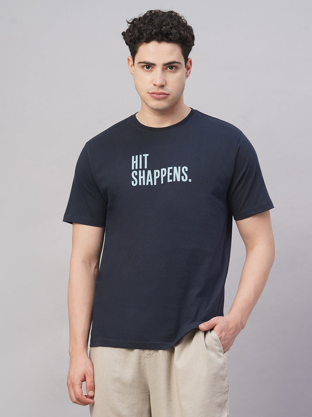 Men's Navy 100% Cotton Regular Fit Tshirt