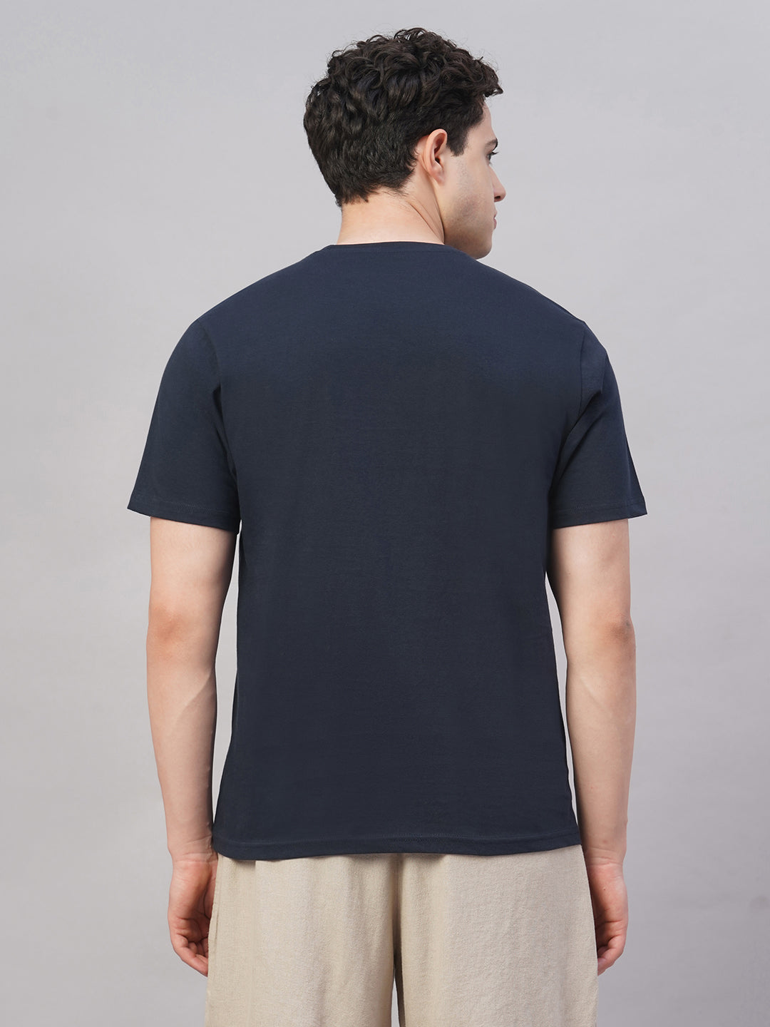 Men's Navy 100% Cotton Regular Fit Tshirt