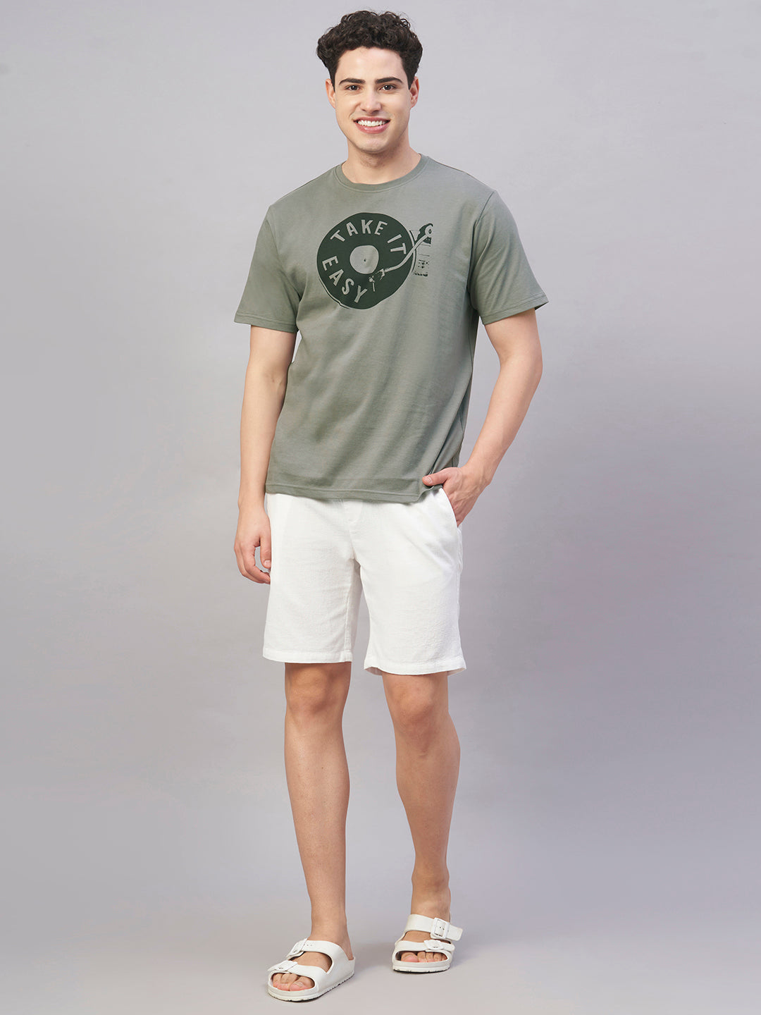 Men's Grey 100% Cotton Regular Fit Tshirt