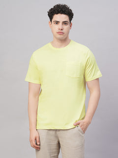 Men's 100% Cotton Chest Pocket T Shirt Natural