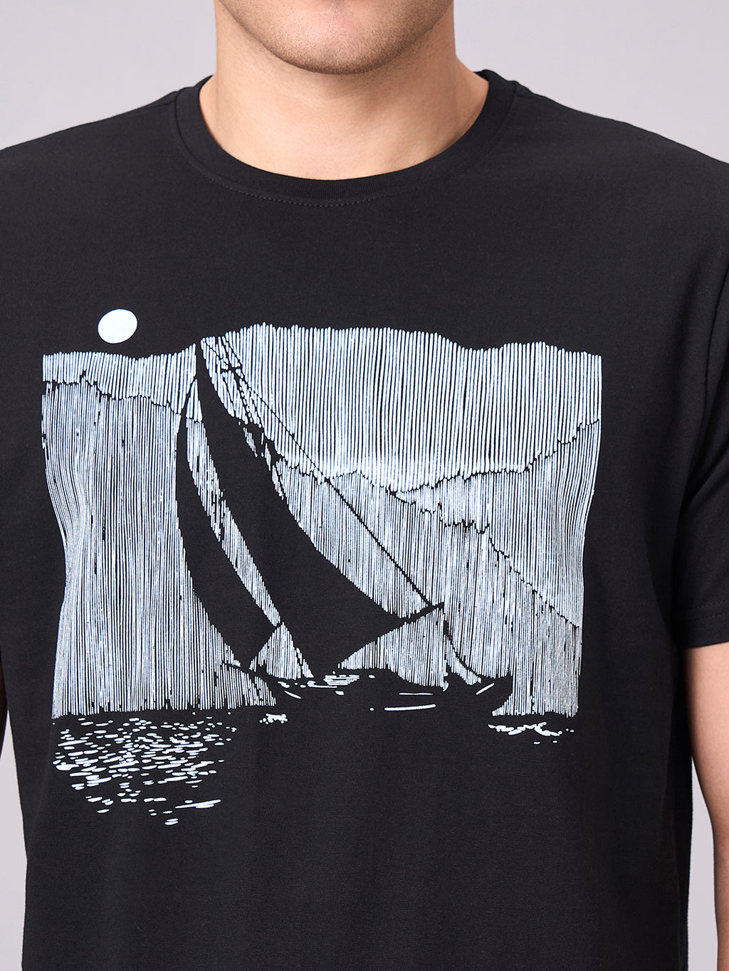 Men's Black 100% Cotton Regular Fit Tshirt