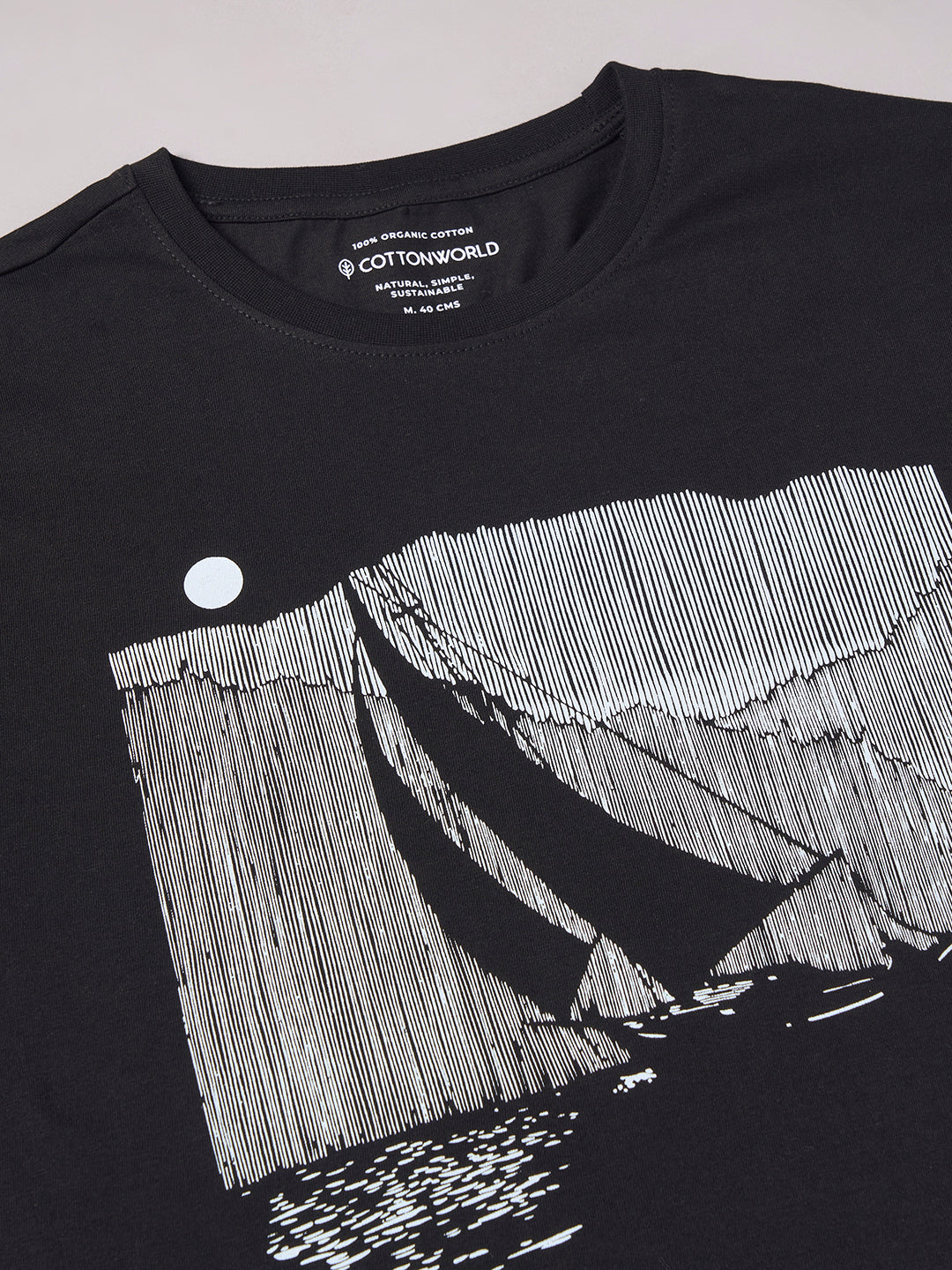 Men's Black 100% Cotton Regular Fit Tshirt