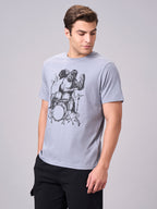 Men's Grey 100% Cotton Regular Fit Tshirt