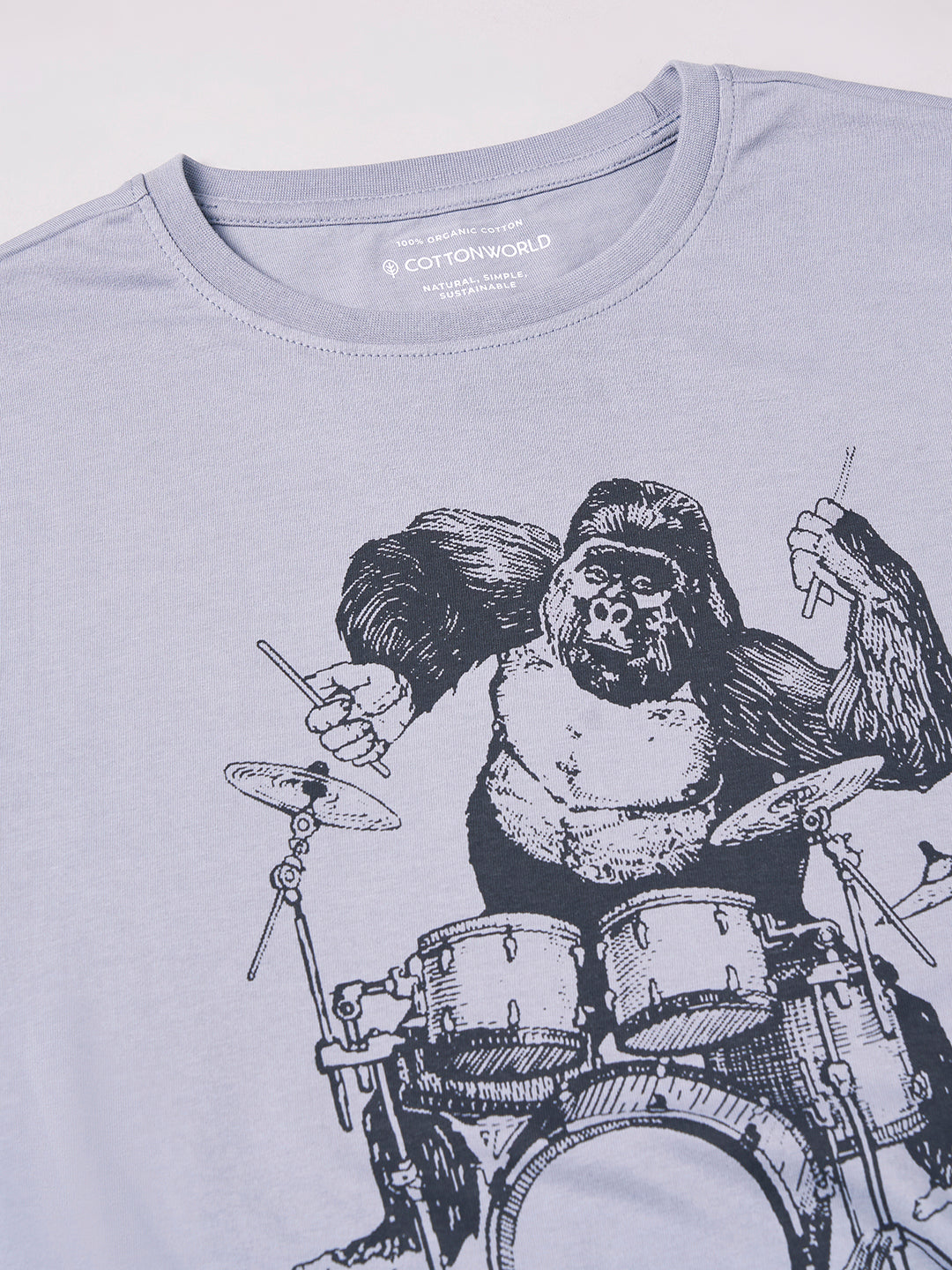Men's Grey 100% Cotton Regular Fit Tshirt