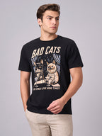 Men's Black 100% Cotton Regular Fit Tshirt