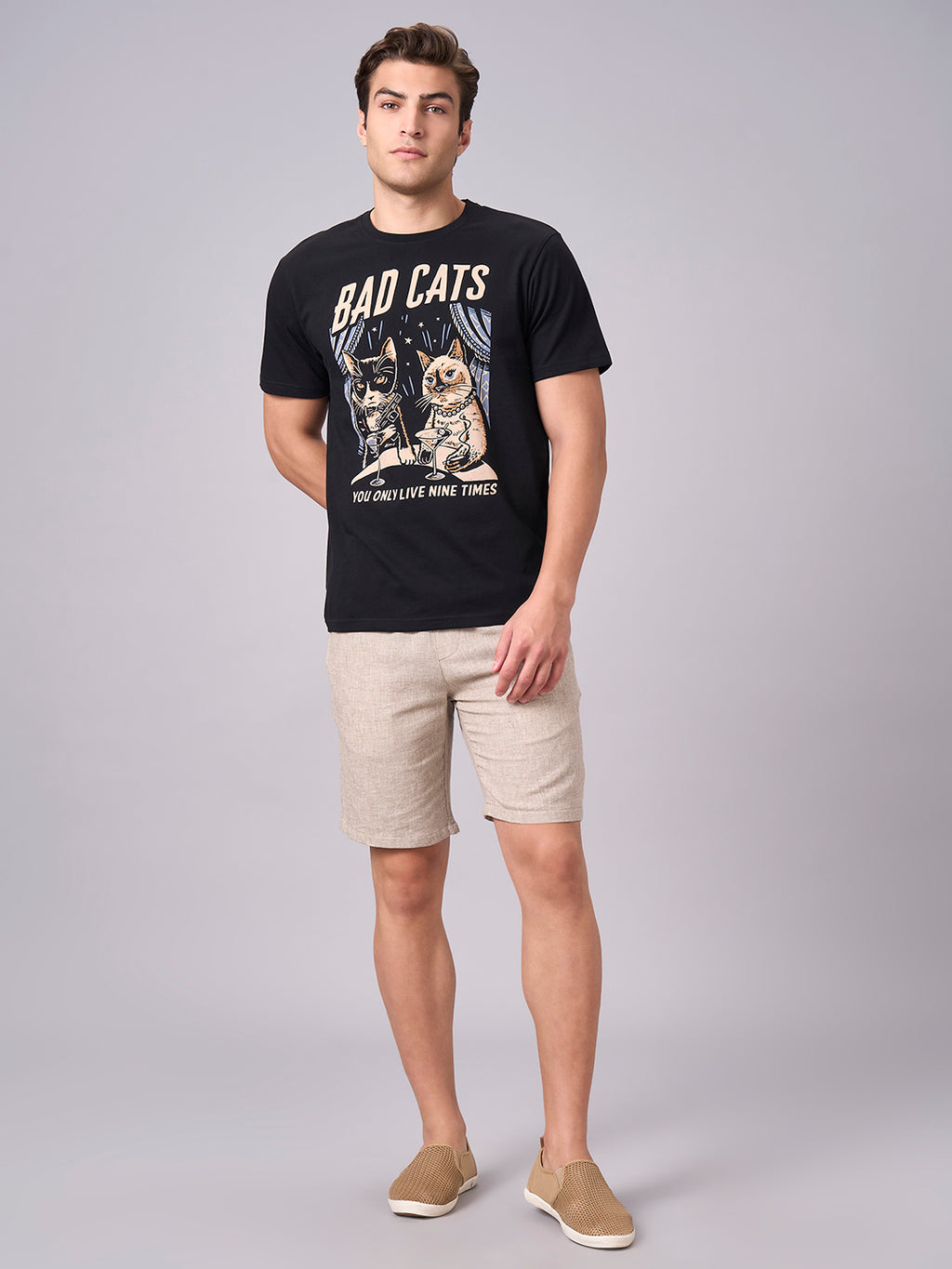 Men's Black 100% Cotton Regular Fit Tshirt