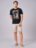 Men's Black 100% Cotton Regular Fit Tshirt