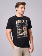 Men's Black 100% Cotton Regular Fit Tshirt