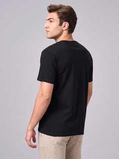Men’s Cotton Regular Fit Half Sleeve Graphic T-Shirt Black