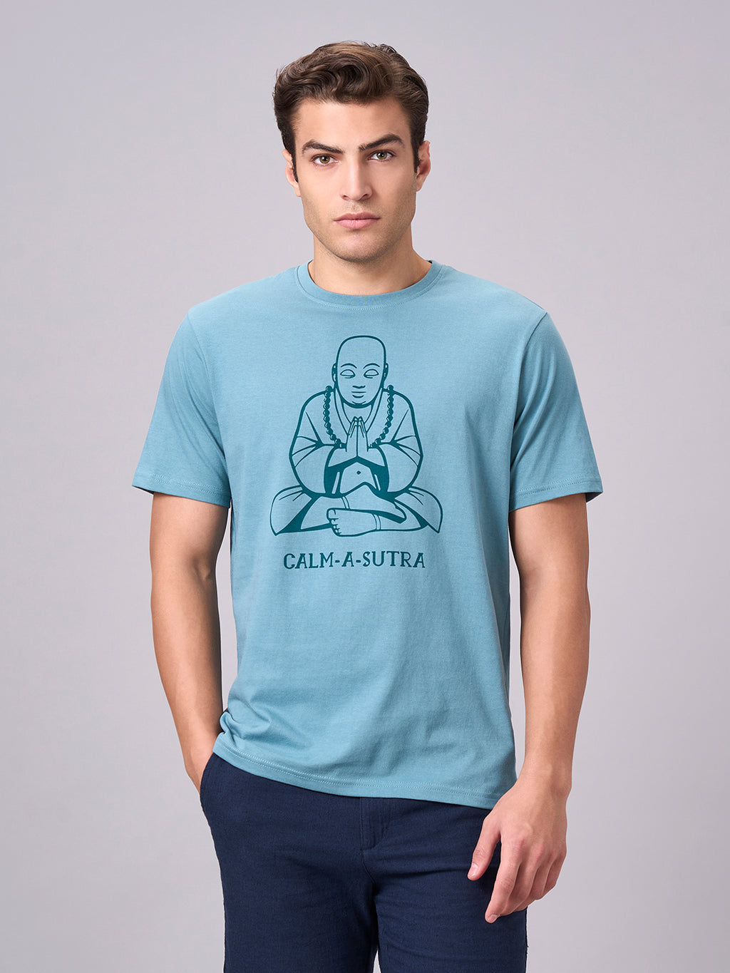 Men's Aqua 100% Cotton Regular Fit Tshirt