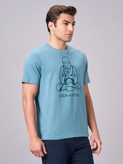 Men’s Cotton Regular Fit Half Sleeve T-Shirt Aqua