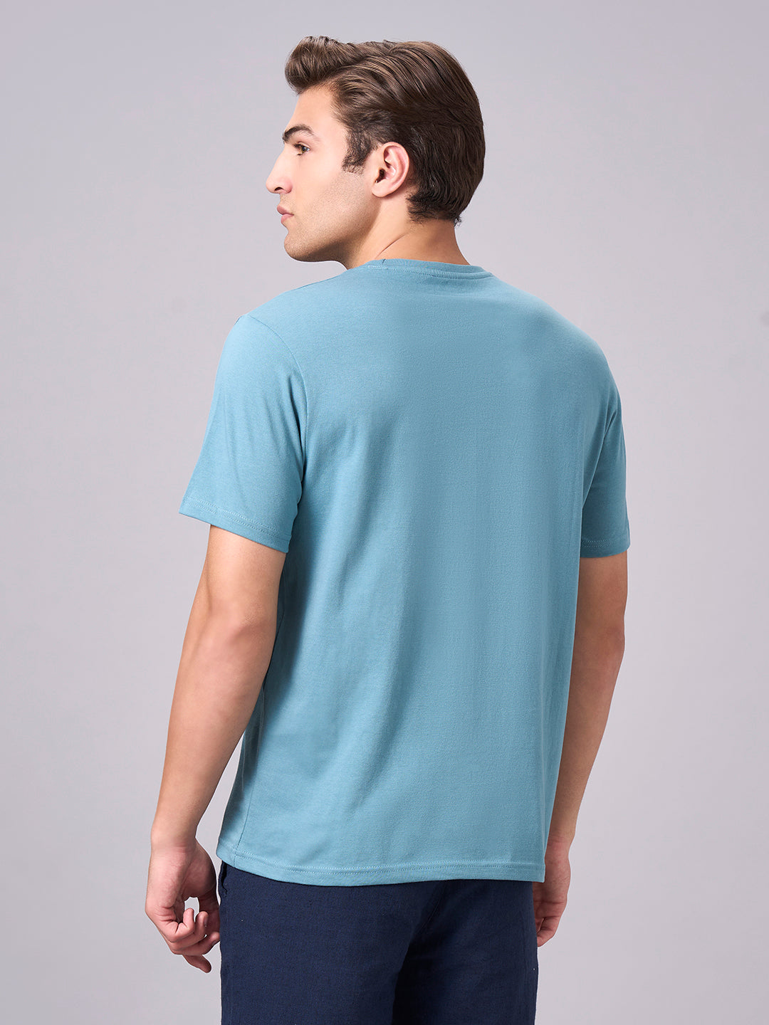 Men's Aqua 100% Cotton Regular Fit Tshirt