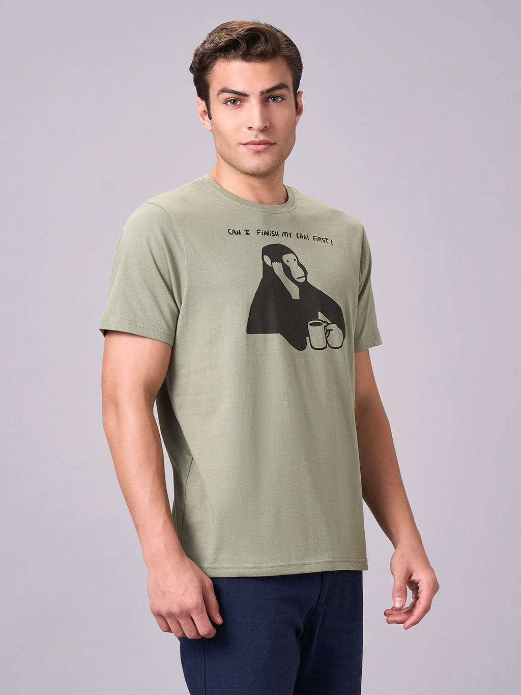 Men's Green 100% Cotton Regular Fit Tshirt