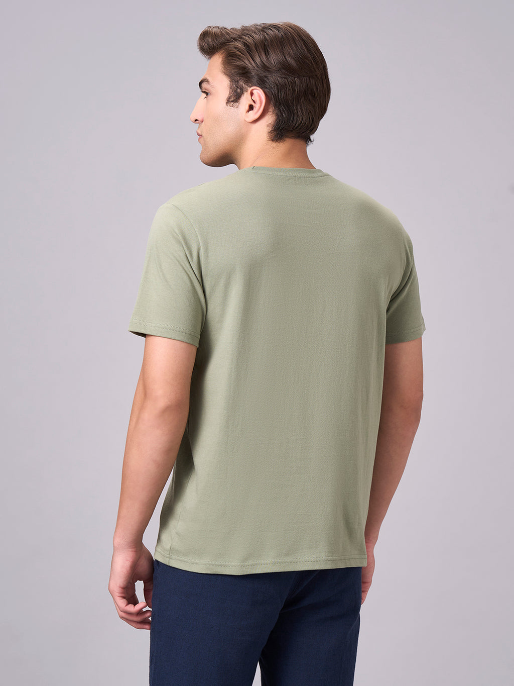 Men's Green 100% Cotton Regular Fit Tshirt