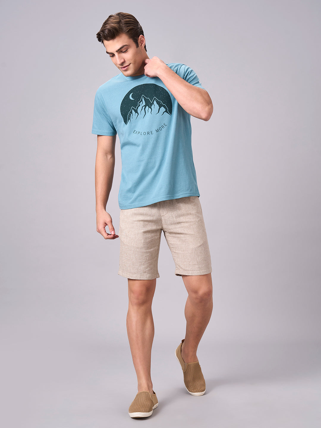 Men's Aqua 100% Cotton Regular Fit Tshirt
