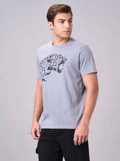 Men’s Cotton Regular Fit Half Sleeve Graphic T-Shirt Grey