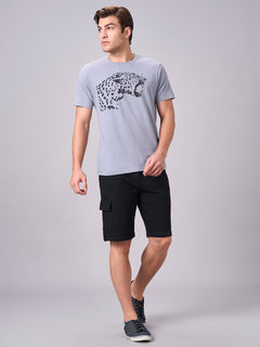 Men’s Cotton Regular Fit Half Sleeve Graphic T-Shirt Grey