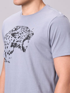 Men’s Cotton Regular Fit Half Sleeve Graphic T-Shirt Grey