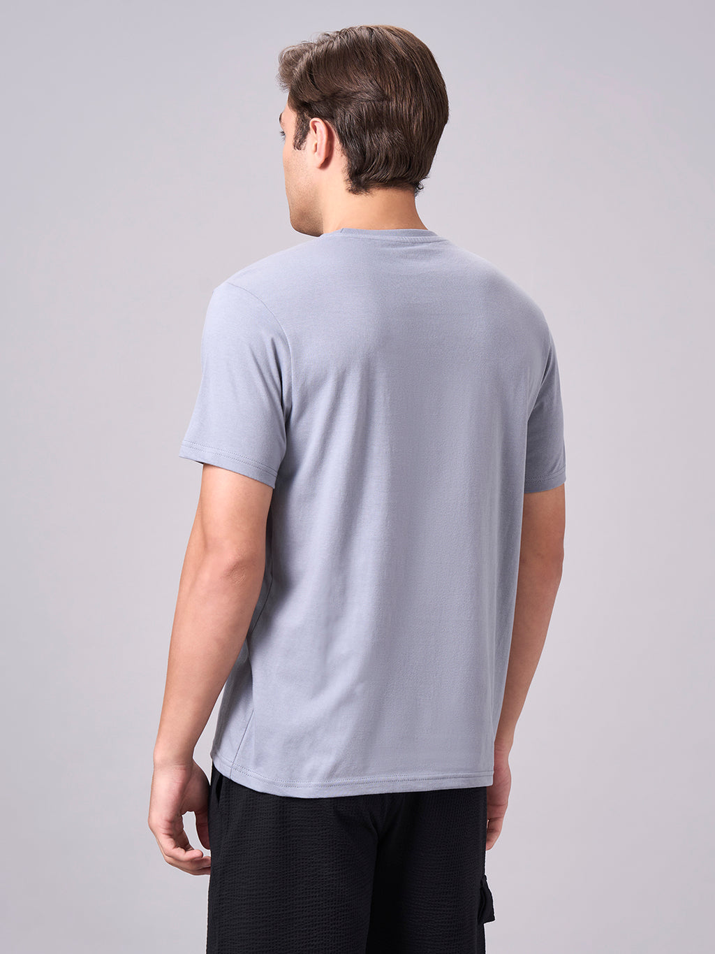 Men's Grey 100% Cotton Regular Fit Tshirt