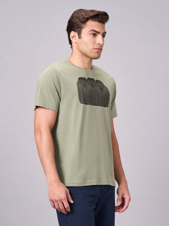 Men’s Cotton Regular Fit Half Sleeve Graphic T-Shirt Green