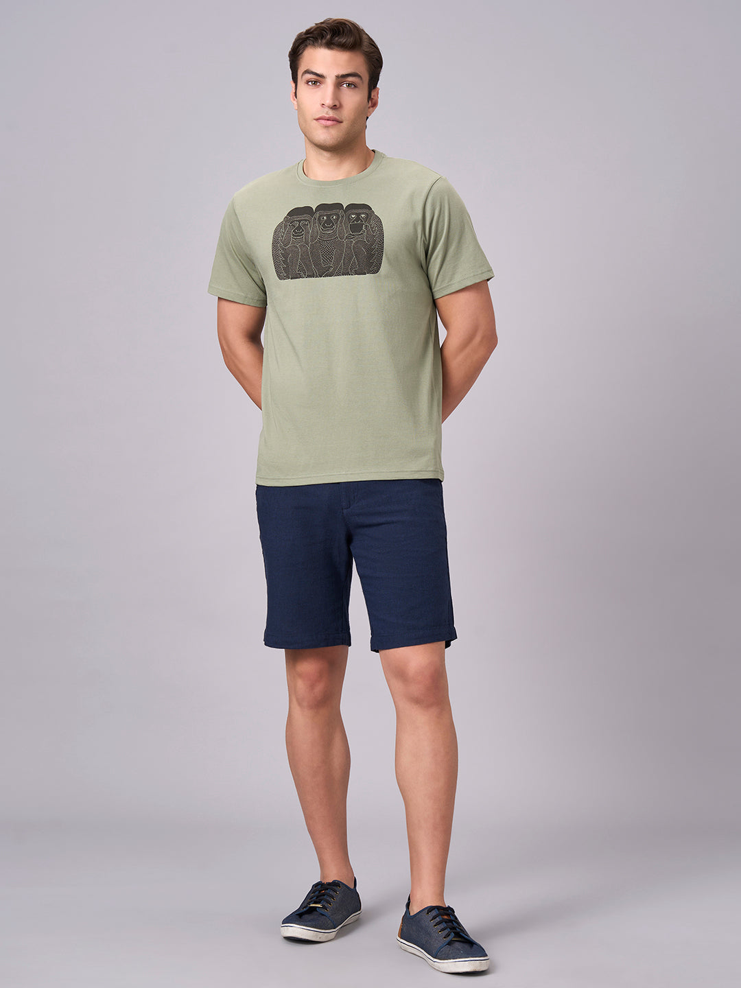 Men's Green 100% Cotton Regular Fit Tshirt