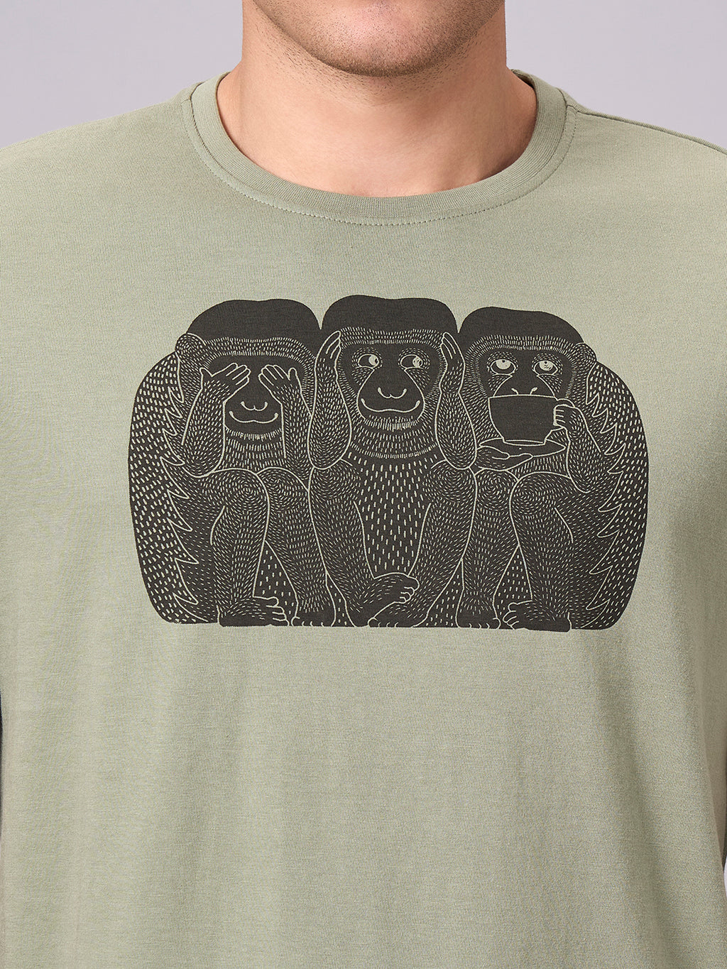 Men's Green 100% Cotton Regular Fit Tshirt
