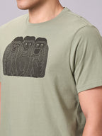 Men's Green 100% Cotton Regular Fit Tshirt