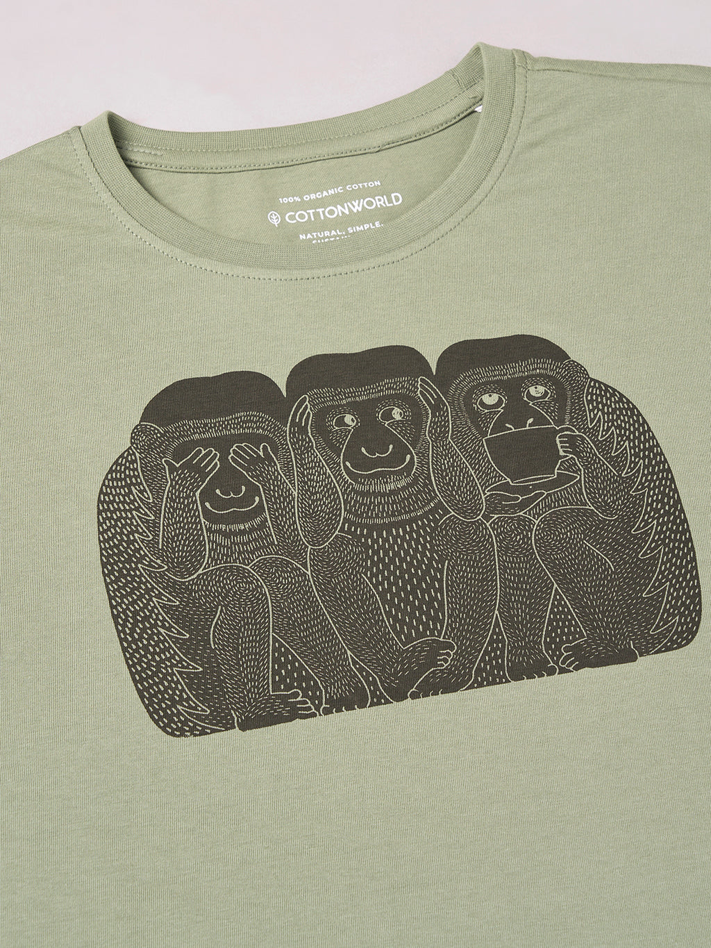 Men's Green 100% Cotton Regular Fit Tshirt