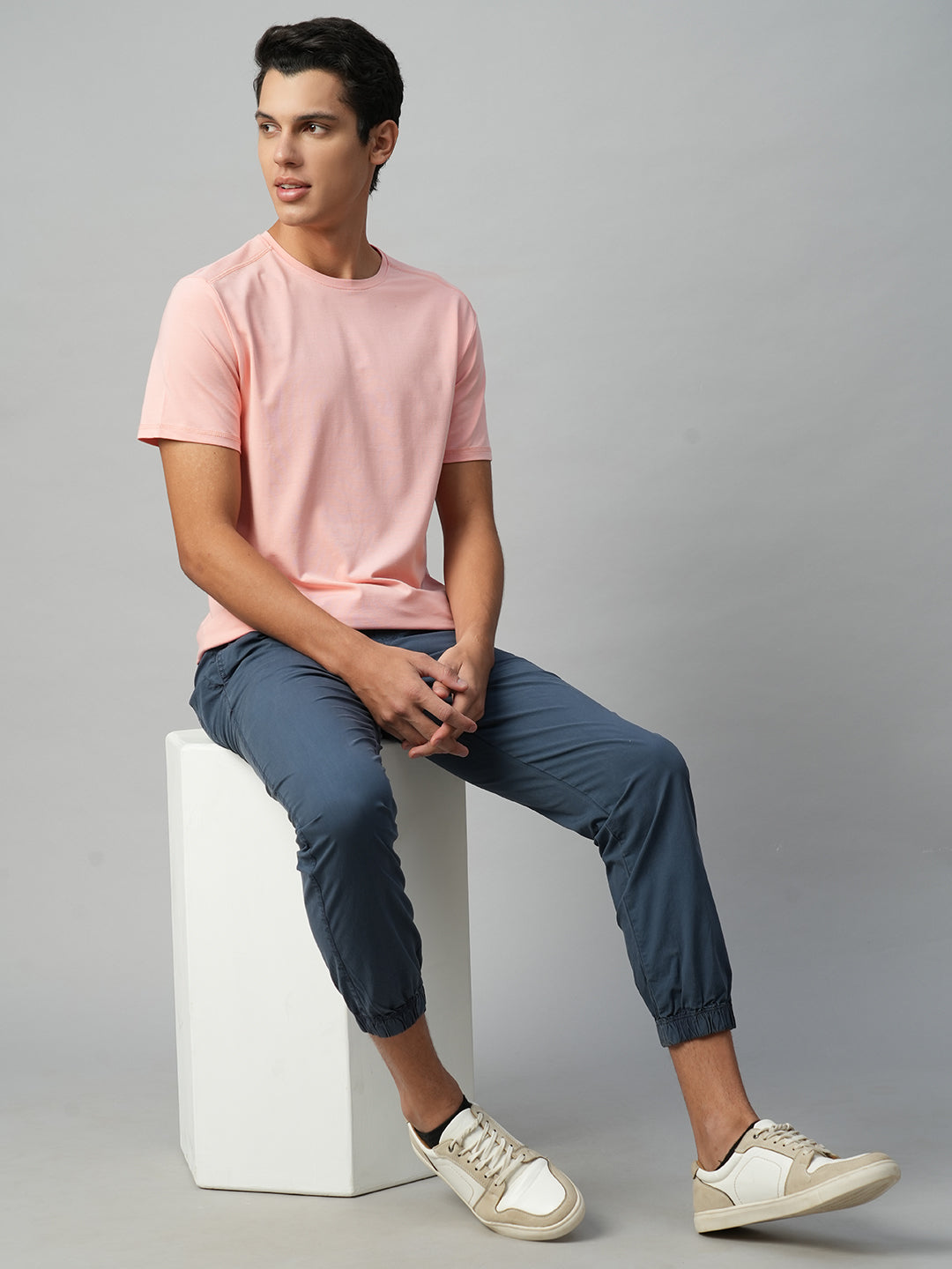 Men's Cotton Bamboo Elastane Pink Regular Fit Tshirt